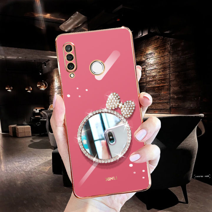 For%20Huawei%20Y9%20Prime%202019%20/%20Huawei%20Honor%209X%20Back%20Cover%20+%20Bowknot%20Makeup%20Mirror%20Fashion%20Shiny%20Plating%20Square%20Bumper%20Bling%20Girls%20Phone%20Case%20Soft%20TPU%20Silicone%20Shockproof%20Back%20Cover%20-%20Image%202