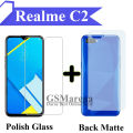 Realme C2 Tempered Glass Screen Protector Polish Glass + Back Matte Protector Soft Skin Sheet Soft Film Protector For Realme C2. 