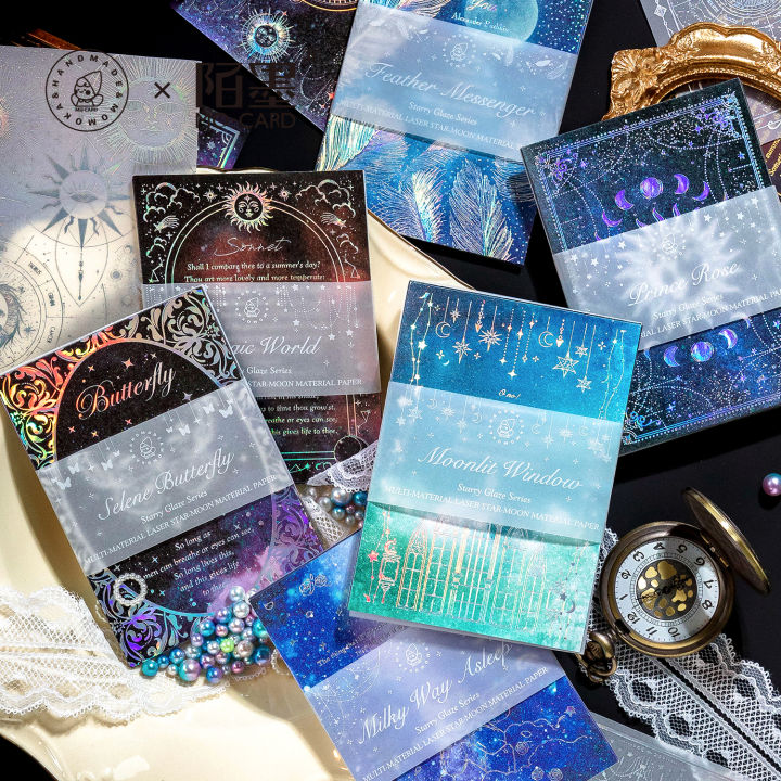 Panda Online Multi-material Laser Star Moon Material Paper Glass Star Moon Series Diary Diy Decorative Sulphate Paper