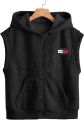 Black Sleevless Zipper Hoodie for Boys / Men's. 
