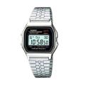 Casio General Vintage Youth Stainless Steel Silver Tone Digital Rectangle Silver Steel Bracelet Watch-A159W-N1DF. 