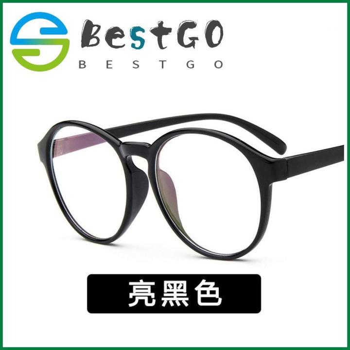 【BestGO】 Korean fashion glasses frame, retro round glasses frame trendy, can be equipped with flat mirror with myopia frame mirror