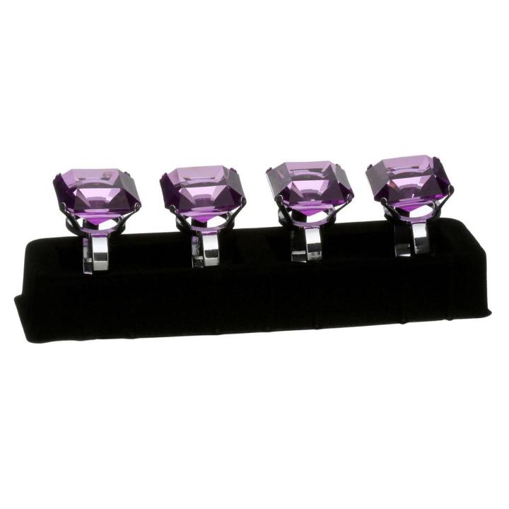 Set of 4 Purple Diamante Napkin Rings - Premier Home - SKU 8855120