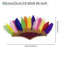 Feather Headdress American Chief Indian Native Hat for Festival Performance Colorful Rose Red. 