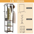 Customised Coat Rack with Shelves, Freestanding Hall Tree with 3 Shelves and 8 Hooks, Industrial Clothes Stand for Entryway, Customizeable. 