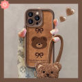 Fashion Fixed Borehole Lanyard Case for Redmi 13C 13 A1 9T 14C 12C 9 12 10C 9C NFC 9A A2 10A Note 9 13 11 12 10 8 11s 10s Pro Max Poco M3 C65 C40 C61 Pro Cartoon Bear Bow Knot Case. 