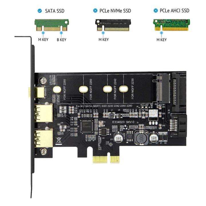 PCI-E to USB 3.0 PCI Express Card Incl.1 USB C and 2 USB A Ports, M.2 NVME to PCIe 3.0 Adapter Card with Bracket
