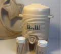 Cooler with Stand & 6 Cups Thermos Al Haram Zamzam Water Dispenser 2l Inspired by the Holy Mosques of Mecca & Medina High-Quality Water Cooler for Hajj, Umrah, Ramadan Religious Water Dispenser. 