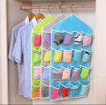 16 Pocket Hanging Organizer, Durable Clear Door Fordable Wardrobe Storage Organizer Hanging Bag. 16 Pockets space saver for organizing home.. 