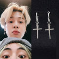 ES Bulletproof boy Park Jimin same style cross pointed cone earrings without pierced ear clips wholesale. 