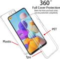 For Samsung Galaxy A21S Cover Shockproof 360 Degree Full Body Protection Phone Case Crystal Clear Hard PC Back Cover & Soft TPU Silicone Front Case. 