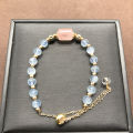 Natural Crystal Bracelet New Temperament Pink Crystal Barrel Beads Bracelet Aquamarine Bracelet. 