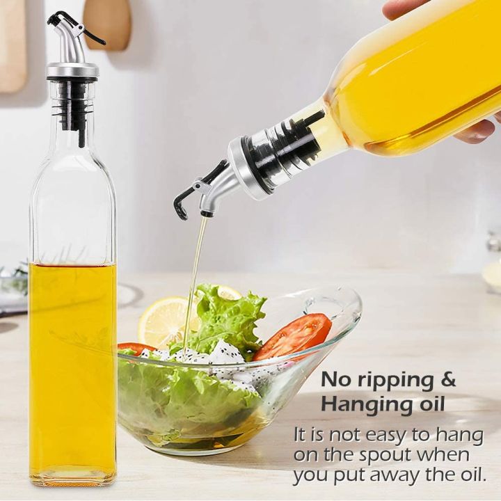 FARI Olive Oil Dispenser Bottle – 500ml Glass Cooking Oil and Vinegar Cruet No Drip with Stainless Steel Funnel (1)