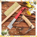 Beehive Supplies Silver Multifunctional for Beekeepers,Include J Hook Frame Lifter Scraper,Bee Hive Frame Grip Holder Lift,Wooden Beekeeping Brush. 