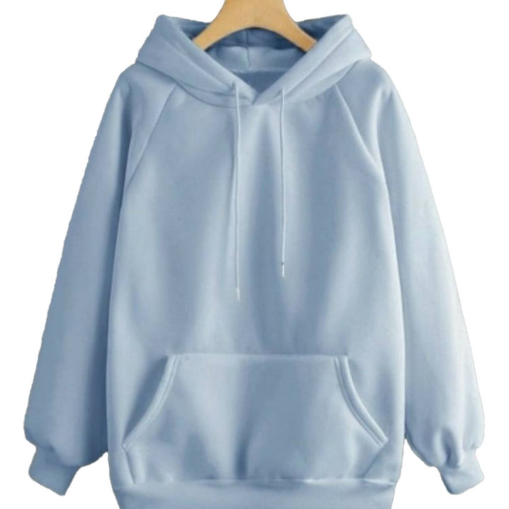 Sky Blue Fleece Hoodie For Women 6172021