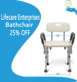 Lifecare Enterprises Bath Chair Bath Seat Chiar Shower Chair with Armrests and Back, Great for Bathtubs, Supports up to 350 lbs. 