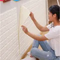 PE Foam 3D Wall Paper Safty Home Decor Wallpaper DIY Wallpaper Brick Living Room Kids Bedroom Decorative Sticker. 