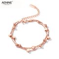 【beauty code】Aenine Fashion Rvs Ster Bal Chain Link Armbanden Voor Rose Kleur Double Layer Armband AB17099. 