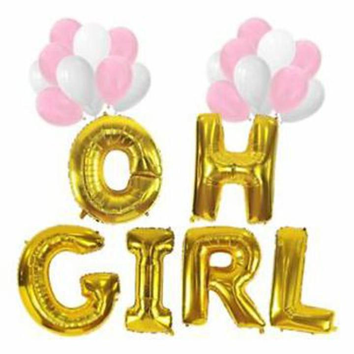 "Oh Baby " / "OH BOY " and "OH Girl" Golden Foil Balloons -  Letter Foil Balloon Baby Shower Party Decoration Supplies Gender Reveal