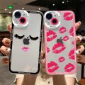 Long Eyelashes Mouth Clear Phone Cover Case for iphone 7 8 Plus SE2 14 X XS XR 11 12 13 Pro Max Soft Red Kisses Lips Back Cover. 