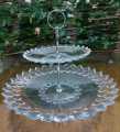 New Imperial Glass Crystal Pastry Stand With Metallic Rod 2 Tier Cake Stand Gift Item Glass Material Classy. 