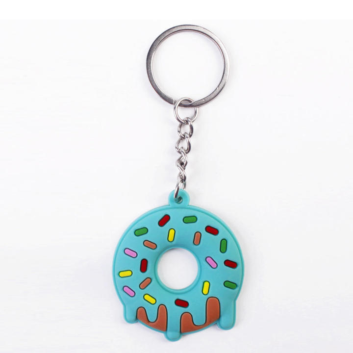 Cartoon Donut Keychains Cute Donuts PVC Key Ring Creative Pendant Car Keychain Ornaments Anime Accessories Gifts