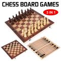 3 in 1 Wooden Chess Board Solid Wood Folding imported Chess Board for Kids and Adults chess game bord. 