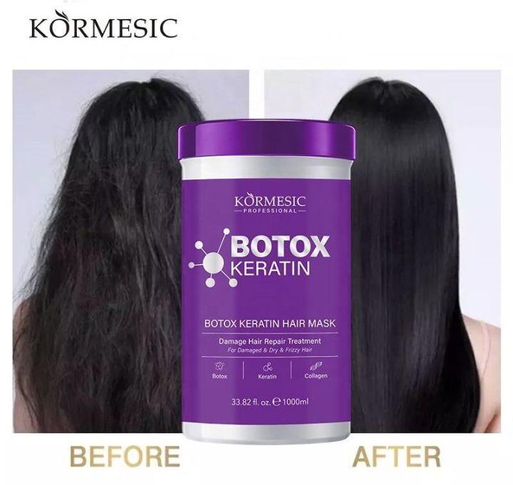 Kormesic Botox Keratin Hair Mask Repair Straightening For Damaged Dry Frizzy Hair 1000ml
