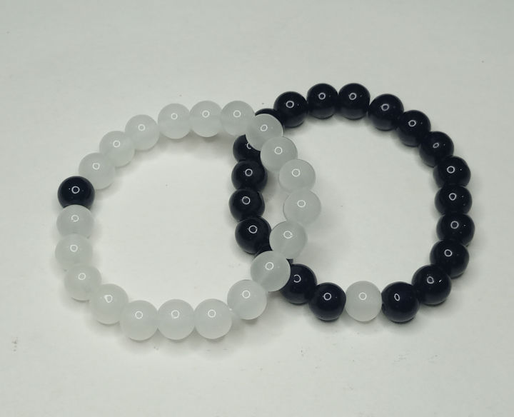 Beautiful Transparent and Black Glass Bead Friendship beautiful Bracelet for Couples, Bestfriends, Boys and Girls