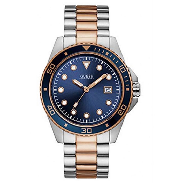 Guess Crew Blue Dial Two-Tone Stainless Steel Watch For Men-W1002G5