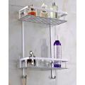2 Layer Bathroom Corner Shower Shelf Aluminum Rack Storage Organizer. 