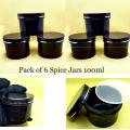Plastic Spice Storage Jars 100ml Pack of 6 with Lids Clear Kitchen Containers. 