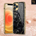 I_Phone 11 Pro Max Cover - Black Marble Series - Premium Electroplated Shutterproof Case Soft Silicon Borders Case. 