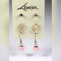 Lovisa Gold Plated  Drop Earrings With Stones Love And Pom Shape Fashion Jewelry Pack Of 3  For Girls, Women, Her High Quality. 
