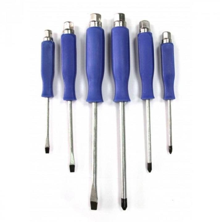 Impact screwdriver set, 6 pcs: 5x75 mm, 6x95 mm, 8x145 mm, impact force with magnetic tips, Screwdrivers Set.