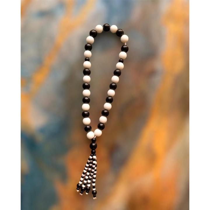 BLACK WHITE MISBAHAS, MARBAL/STONE PRAYER BEADS