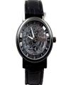 Black Textured Leather Watch - Black. 