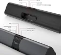 PC Soundbar, 20W Bluetooth Computer Speaker, Wired and Wireless Mini TV Soundbar for Desktop Laptop, Portable Soundbar,USB Powered, 3D Surround Sound, Built-in Microphone, 3.5mm Aux Input & TF, 16". 