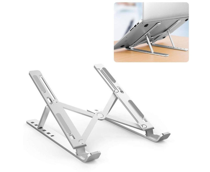 Laptop Stand, Laptop Holder Riser Computer Stand, Adjustable Aluminum Foldable Portable Notebook Stand, Compatible with  Air Pro, HP, Lenovo More 10-15.6” Laptops and Tablets (Silver)