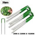 20Pcs/Set Artificial Grass Turf U Pins Fastening Lawn Tent Pegs Staple Outdoor Heavy Duty Gardening Accessories. 
