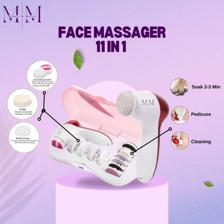 11 In 1 Face Massager Machine - Electric Facial Exfoliator and Massager, Featuring Multiple Attachments for Deep Cleansing and Massage, Comprehensive Face Care Machine by Momo & Meshi