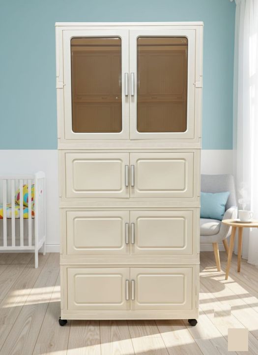 Portable%20Kids%20Closet%20Children's%20Wardrobe%20Collapsible%20Plastic%20Large%20Baby%20Clothes%20Cabinet%20Bedroom%20Nursery%20Armoire%20Quick%20Install%20Toddler%20Dresser%20with%20Hanging%20Rod%20and%20Door,Large%202%20Cubes,White%20-%20Image%206