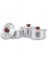 Pot Set Aluminium With Metal Finish 3 Pieces Baby Degchi Set Bowl pot with Lid Cover Stock Donga 3 Piece Set with Lids Kitchenware Pot Silver Steel. 