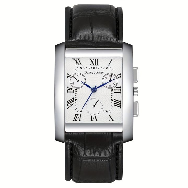 Classic Men's Watch, Fashion Square Roman Numerals Quartz Wrist Watch