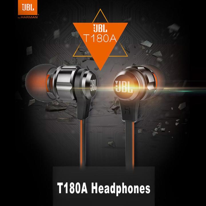 JBL T180A In-ear Headphones JBL PureBass Sound Earphones Wired Line-control 3.5mm Jack Earpieces Portable Headset