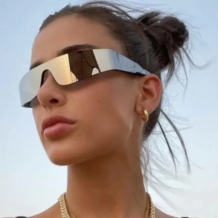 ZEBF-2000S Aesthetic Y2K Sunglasses Men One Piece Sports Sun Glasses Women Vintage Wrap Around Shades Fashion Punk Eyewear