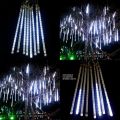 Meteor Shower Lights Outdoor, 11.8 Inch 8 Tubes 192 LED Snowfall Lights, Waterproof Meteor home decor Lights, Hanging Falling Rain Lights for Tree Bushes Holiday Party  Decoration, Blue. 