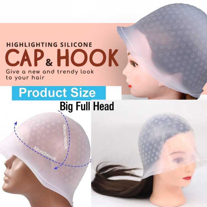 Highlight Cap, Ularma Professional Salon Reusable Hair Colouring Highlighting Dye Hat with Hook (Clear)