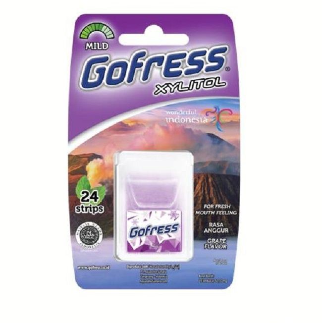 Gofress Xylitol Mouth Freshner, Grape Flavor, Halal, Healthy Teeth & Gums 24 Strips (Imported)