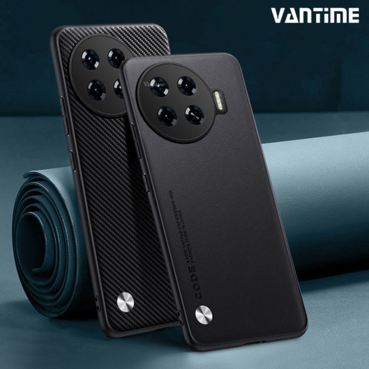 Vantime for Tecno Spark 20 Pro+ Plus 4G Case PU Leather Back Carbon Fiber Pattern Slim Matte Phone Casing